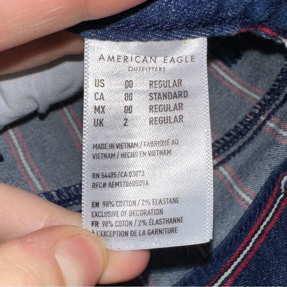 American Eagle | Super Stretch High Rise Striped Denim Mini Skirt